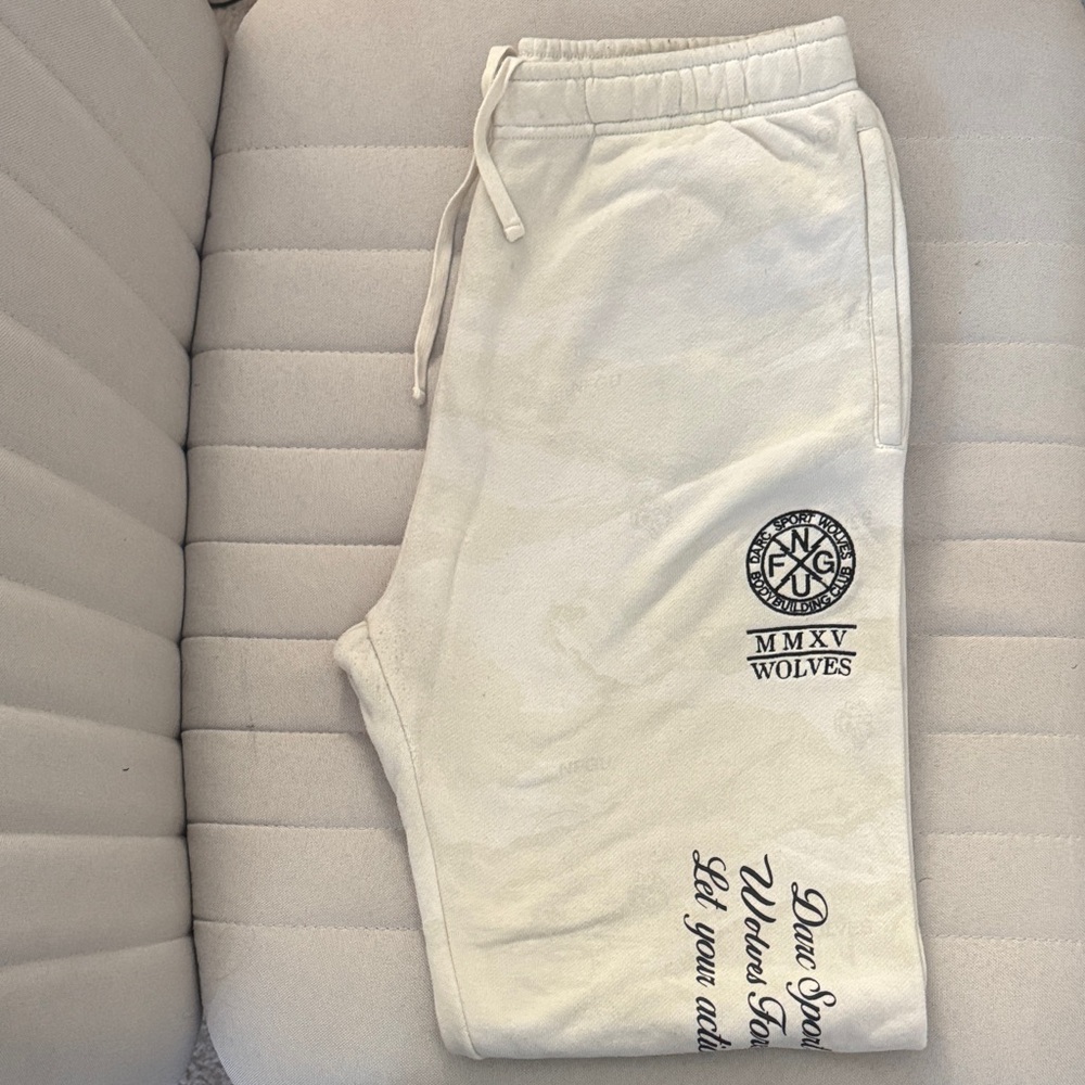 DARC SPORT Cream Joggers with Script Design